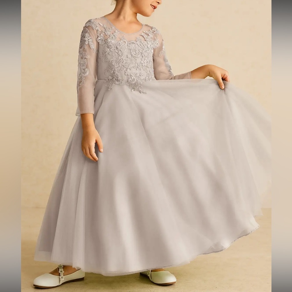 Azazie Toddler Girl Flower Girl Precious Fros A-Line Tulle Dress Size 2T